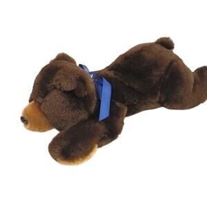 2000 Baby GRIZZLY BEAR 17" Brown Realistic Lay Down Cuddly Blue Bank of The West